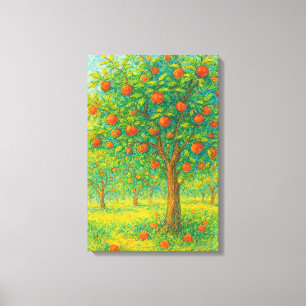 Lebhafter Apple Orchard Zeichnend Leinwanddruck