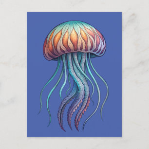 Lebhafter Aqua Sea Jelly Fish Postkarte