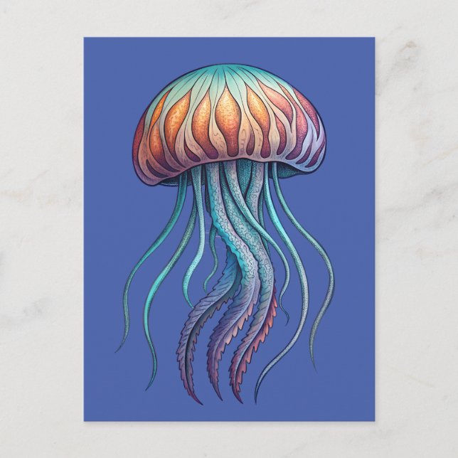 Lebhafter Aqua Sea Jelly Fish Postkarte (Vorderseite)