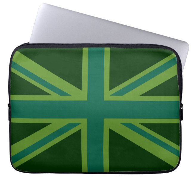 Lebhafter Aquamariner Union Jack Laptopschutzhülle (Vorderseite)