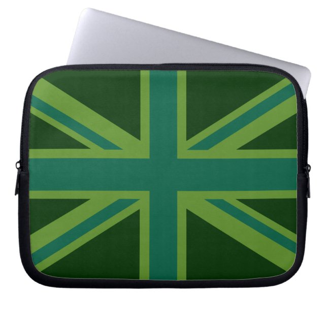 Lebhafter Aquamariner Union Jack Laptopschutzhülle (Vorderseite)