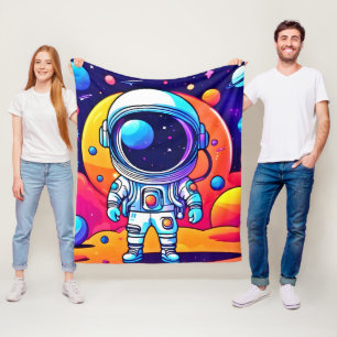 Lebhafter Astronaut in kosmischer Kunst Fleecedecke