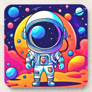 Lebhafter Astronaut in kosmischer Kunst Getränkeuntersetzer