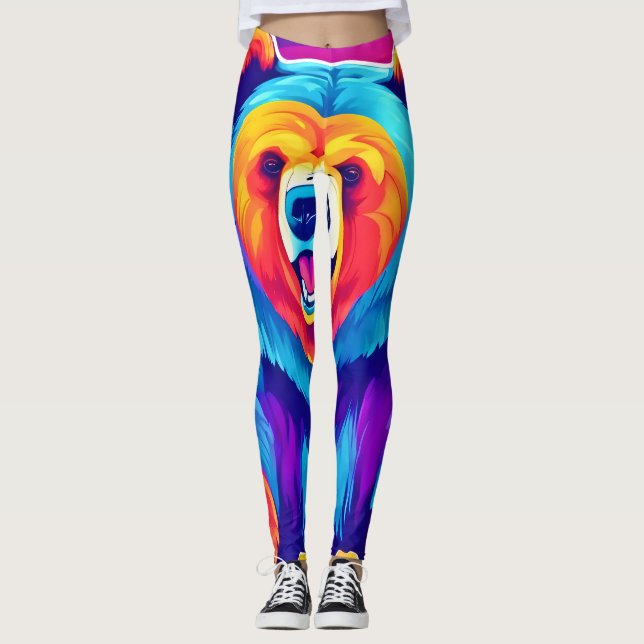 Lebhafter Bär im Schnee Leggings (Vorderseite)