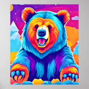 Lebhafter Bär im Schnee Poster