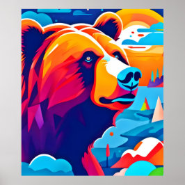 Lebhafter Bär, Moonlit-Szene Poster