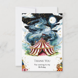 Lebhafter, benutzerdefinierter Zirkus Geburtstag Dankeskarte