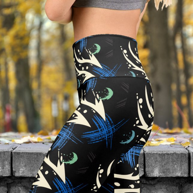Lebhafter Black Dragon Slash Pattern Yoga Capri Leggings (Dragon Slash on Black)