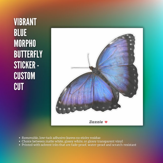 Lebhafter Blue Morpho Butterfly Sticker - Custom C (Vibrant Blue Morpho Butterfly Sticker - Custom Cut)