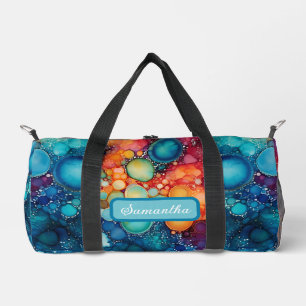 Lebhafter Blue Orange Pink Alkoholink Spritzer Duffle Bag