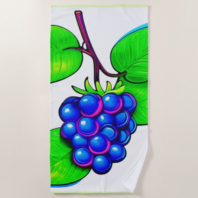Lebhafter Blueberry Pop Art Strandtuch (Vorderseite)
