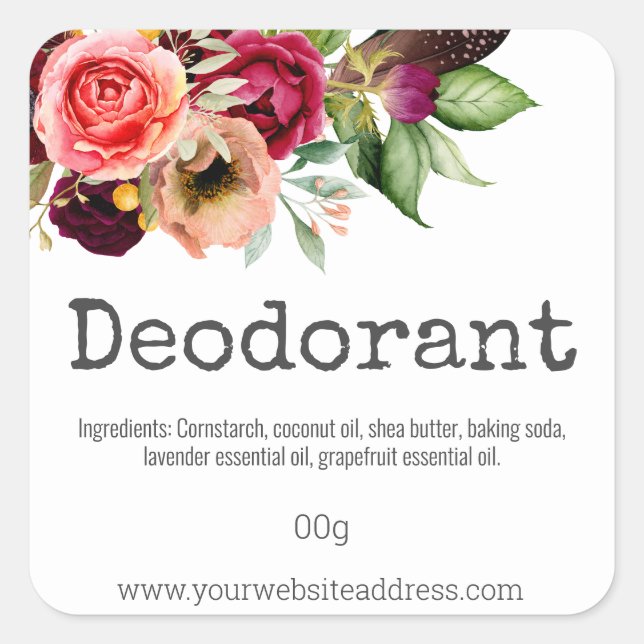 Lebhafter, blühender weißer Deodorant Quadratischer Aufkleber (Vorderseite)