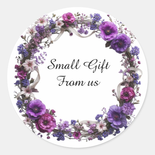 Lebhafter Blumenreath Runder Aufkleber (Vorderseite)