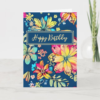 Lebhafter Boho Floral Bohemische Blume Happy Birth Karte