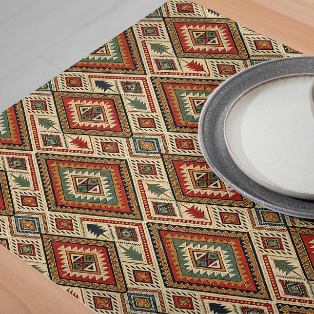 Lebhafter Boho-Stammesraum, einzigartiger ethnisch Großer Tischläufer (Vibrant Boho Tribal Ethnic Unique Dining Space Long Table Runner)
