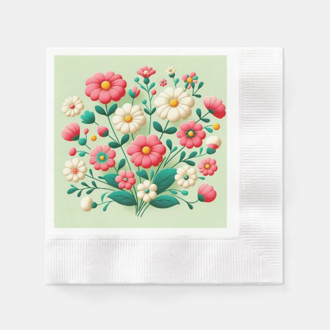 Lebhafter Bouquet mit 3D-Blume Serviette (Vorderseite)