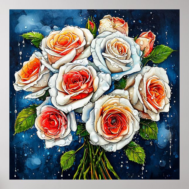 Lebhafter Bouquet mit Rose Poster (Vorne)