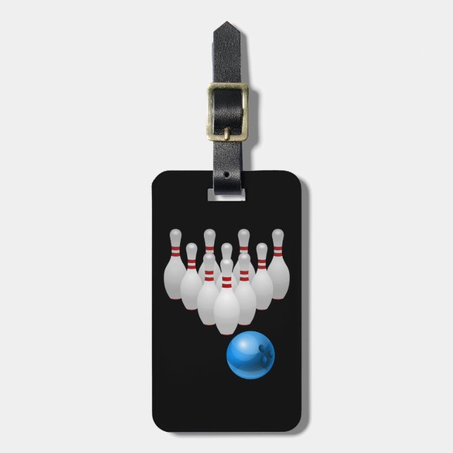 Lebhafter Bowlingsball und -Buttone Gepäckanhänger (Vorderseite vertikal)