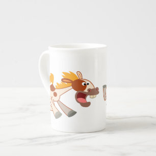 Lebhafter Cartoon Pinto Horse Bone China Tasse