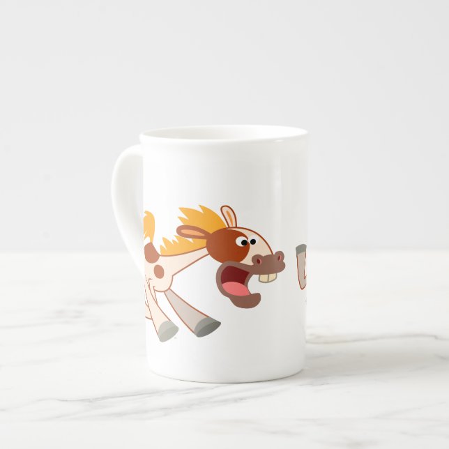 Lebhafter Cartoon Pinto Horse Bone China Tasse (Vorderseite Links)
