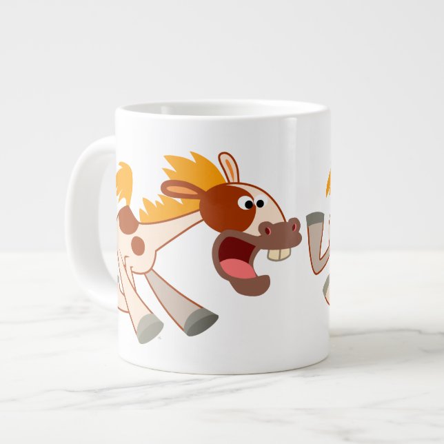 Lebhafter Cartoon Pinto Horse Jumbo Tasse (Vorderseite Links)