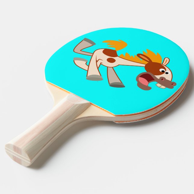 Lebhafter Cartoon Pinto Horse Ping Pong Paddle Tischtennis Schläger (Vorderseite)