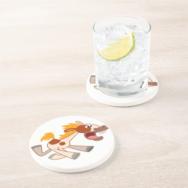 Lebhafter Cartoon Pinto Horse Untersetzer (Seite)