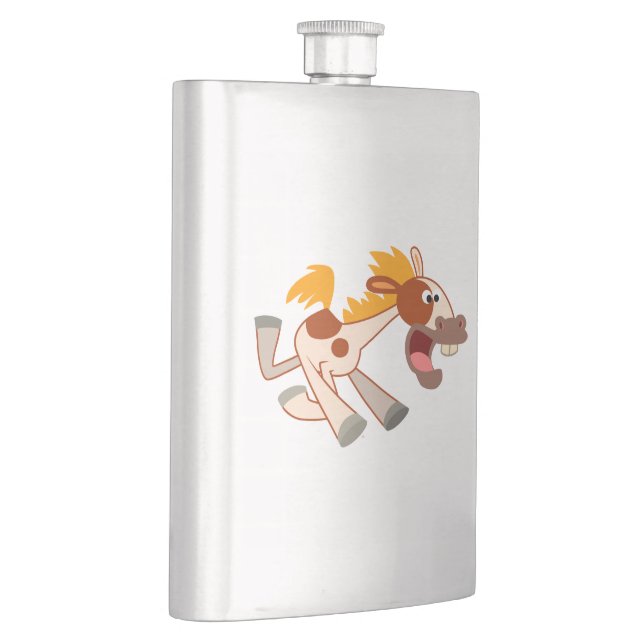 Lebhafter Cartoon Pinto Klassischer Flasche Flachmann (Rechts)