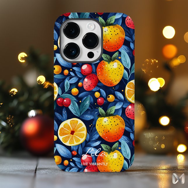 Lebhafter Citrus und Berry Wellness Blue & Orange Case-Mate iPhone Hülle (Von Creator hochgeladen)