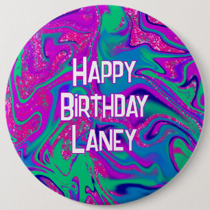 Lebhafter Cooler rosa Aquamariner Glitzer Girl Hap Button