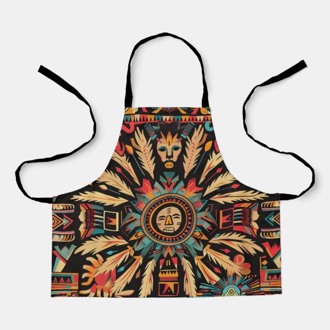 Lebhafter Cyan "Aztec Dream" Petite Kitchen Schürz Schürze (Vorderseite)