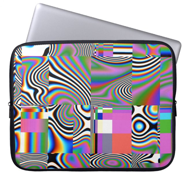 Lebhafter digitaler Abstrakt geometrischer Hinterg Laptopschutzhülle (Vorderseite)