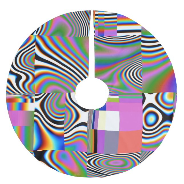 Lebhafter digitaler Abstrakt geometrischer Hinterg Polyester Weihnachtsbaumdecke (Vorderseite)