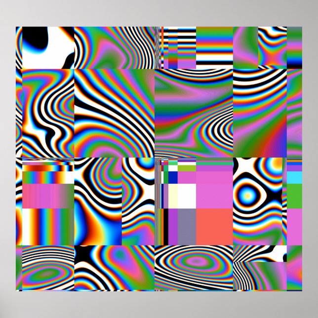 Lebhafter digitaler Abstrakt geometrischer Hinterg Poster (Vorne)