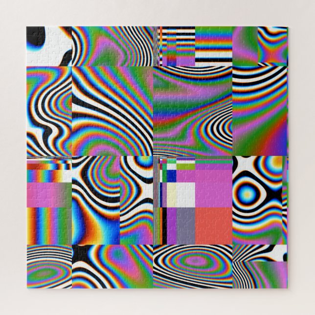 Lebhafter digitaler Abstrakt geometrischer Hinterg Puzzle (Vertikal)