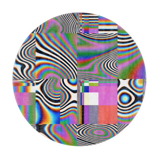 Lebhafter digitaler Abstrakt geometrischer Hinterg Schneidebrett (Vorderseite)