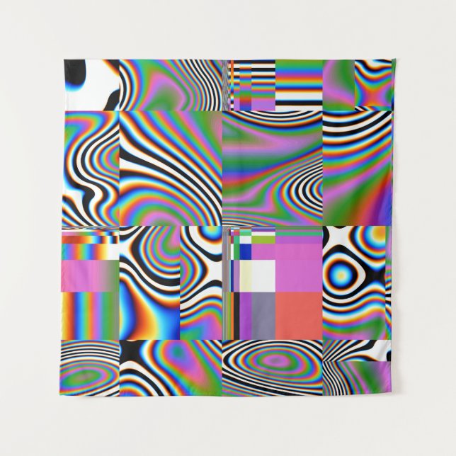 Lebhafter digitaler Abstrakt geometrischer Hinterg Wandteppich (Vorderseite)