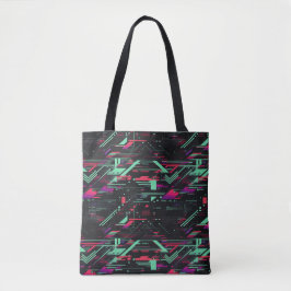 Lebhafter digitaler Glitch Geometric Tote-Sack