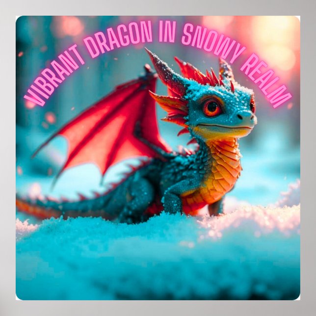 Lebhafter Drache in Snowy Realm Poster (Vorne)
