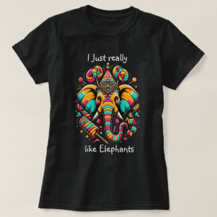Lebhafter Elefant: Ein farbenprächtiges künstleris T-Shirt