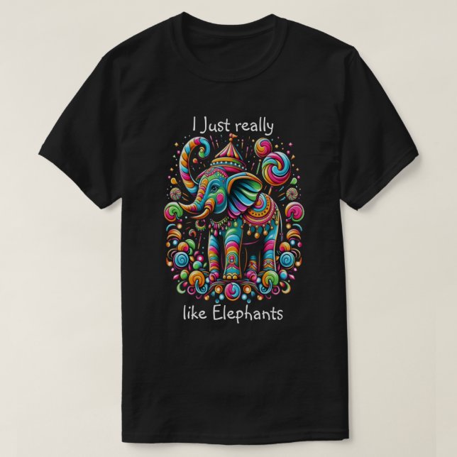 Lebhafter Elefant mit einem Whimsikhut T-Shirt (Design vorne)