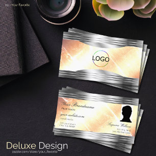 Lebhafter Elfenbeinpfirsich mit Silver Borders Log Visitenkarte