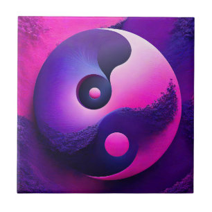 Lebhafter Erleuchtung Farbenfroher Yin Yang Symbol Fliese