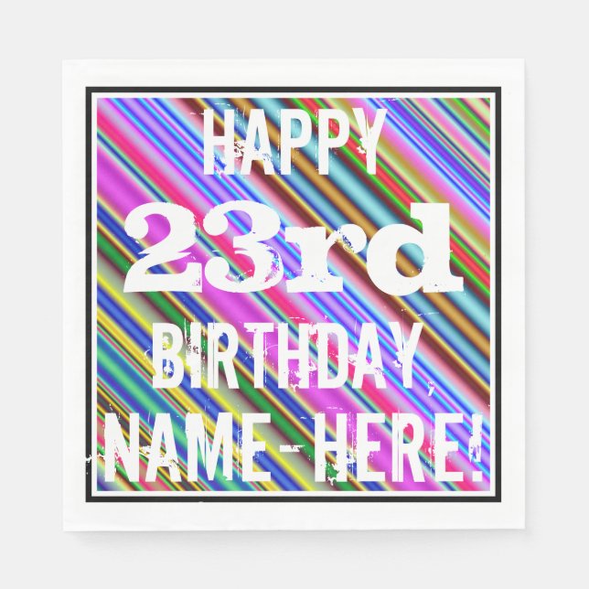 Lebhafter, farbenfroher 23. Geburtstag + Individue Serviette (Vorderseite)