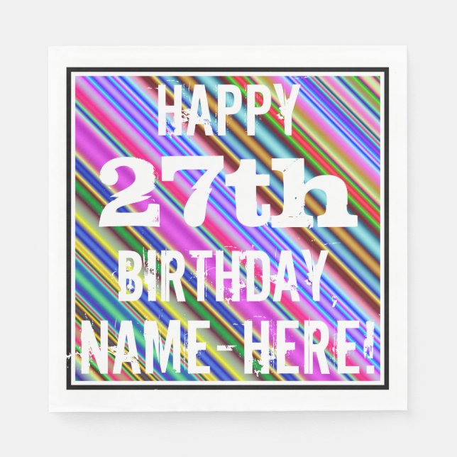 Lebhafter, farbenfroher 27. Geburtstag + Individue Serviette (Vorderseite)