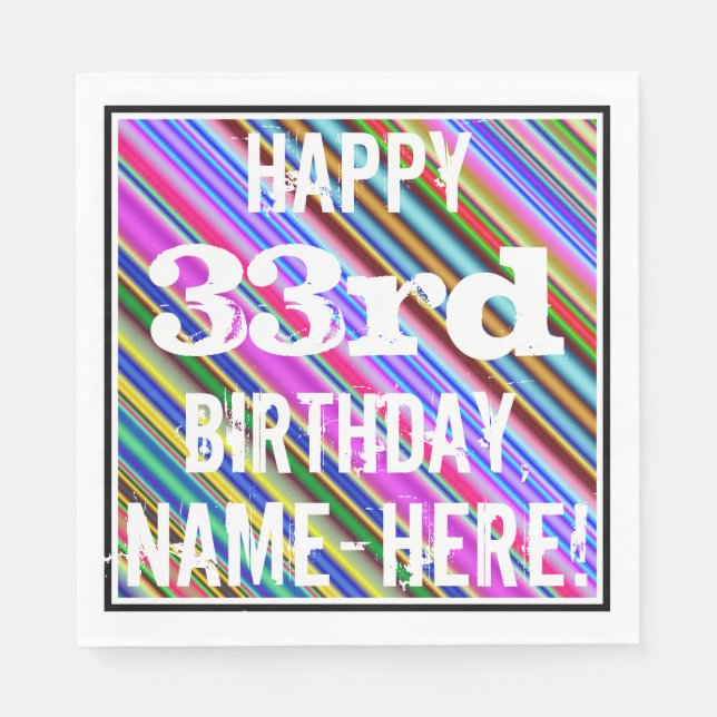 Lebhafter, farbenfroher 33. Geburtstag + Individue Serviette (Vorderseite)
