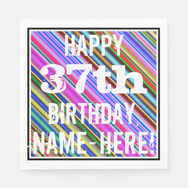 Lebhafter, farbenfroher 37. Geburtstag + Individue Serviette (Vorderseite)