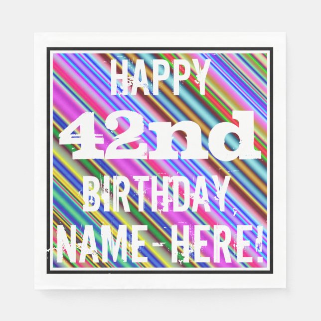 Lebhafter, farbenfroher 42. Geburtstag + Individue Serviette (Vorderseite)