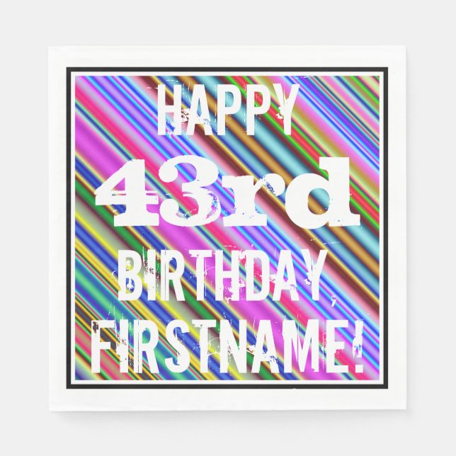 Lebhafter, farbenfroher 43. Geburtstag + Individue Serviette (Vorderseite)