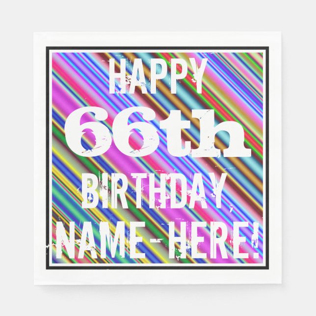 Lebhafter, farbenfroher 66. Geburtstag + Individue Serviette (Vorderseite)